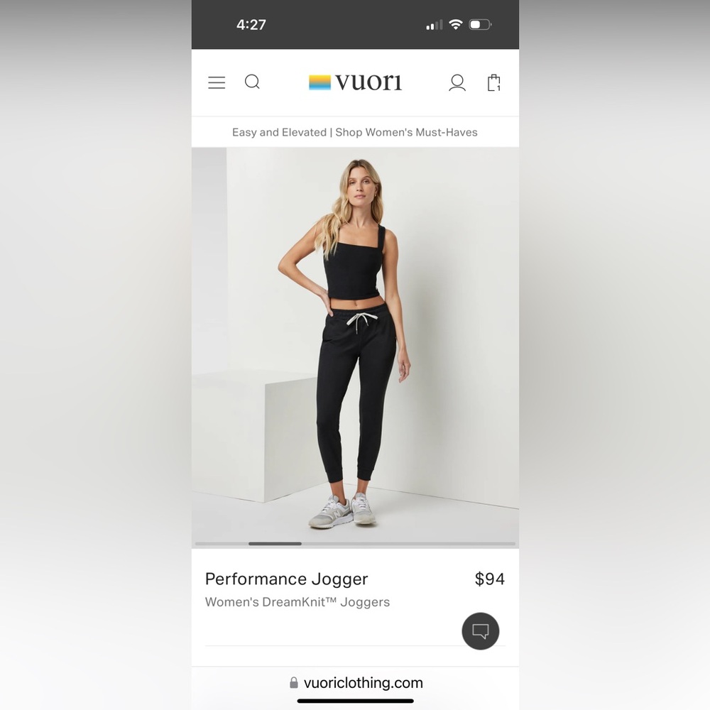Vuori Performance Joggers — size XS